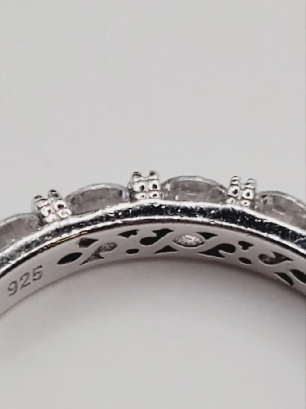 925 Sterling Silver Clear Cz Pave Eternity Band Ring